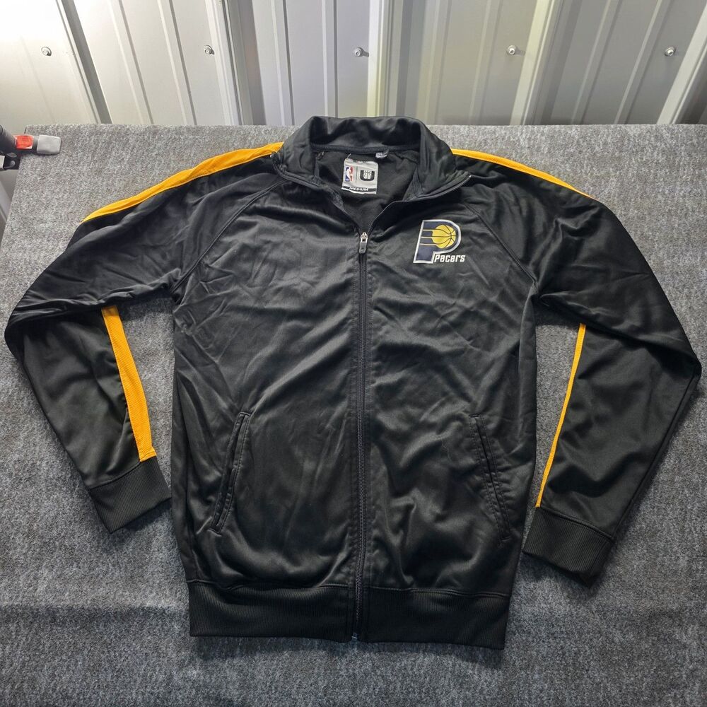 Indiana Pacers NBA Zip Up Jacket Men’s M Black Yellow Athletic